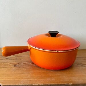Vintage Le Creuset Orange Heavy Pot Cast Iron Enamel #22